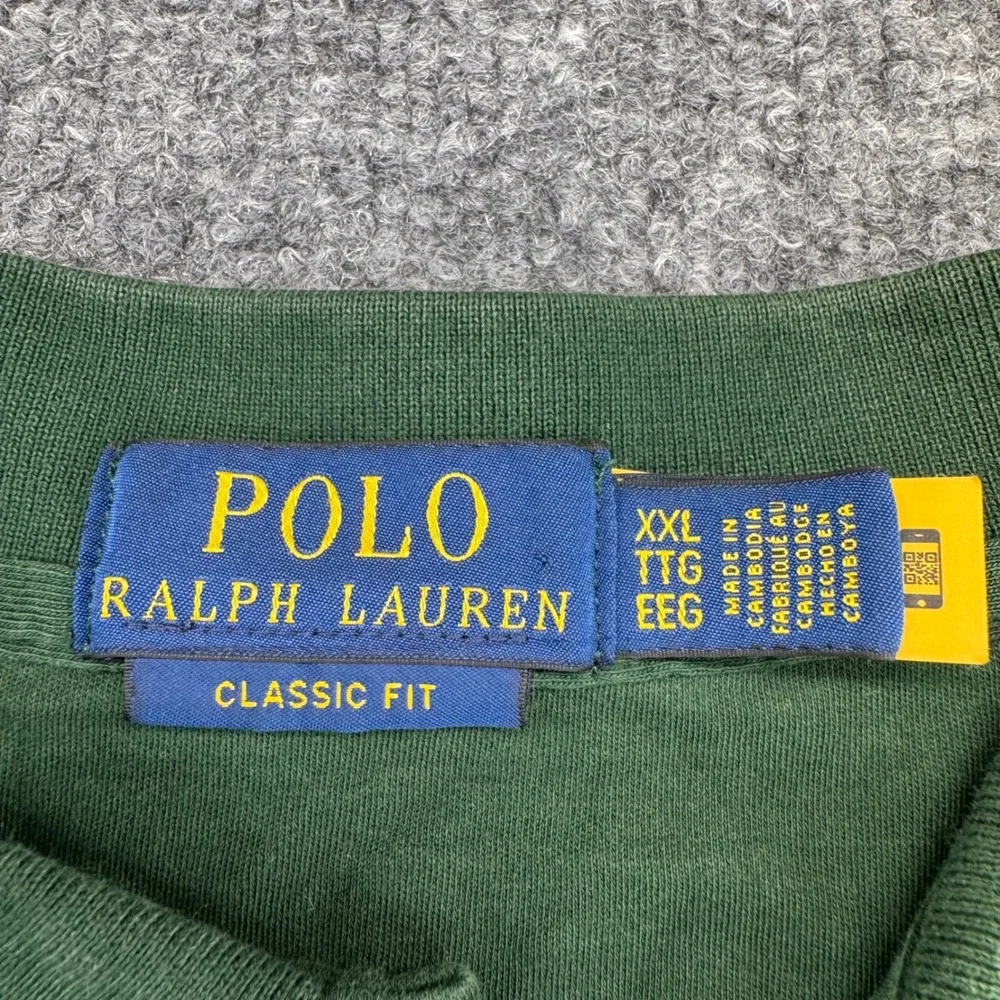 Polo Ralph Lauren Polo Shirt Men XXL Classic Fit Cotton Green S/S Preppy Casual